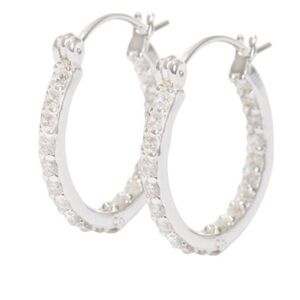 New Ch Crystal HAZE Mini Serena Hoops Silver Plated with Cubic Zirconia Earrings